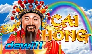 Tampilan grafis penuh warna dari slot Cai Hong dengan elemen pelangi dan simbol keberuntungan.